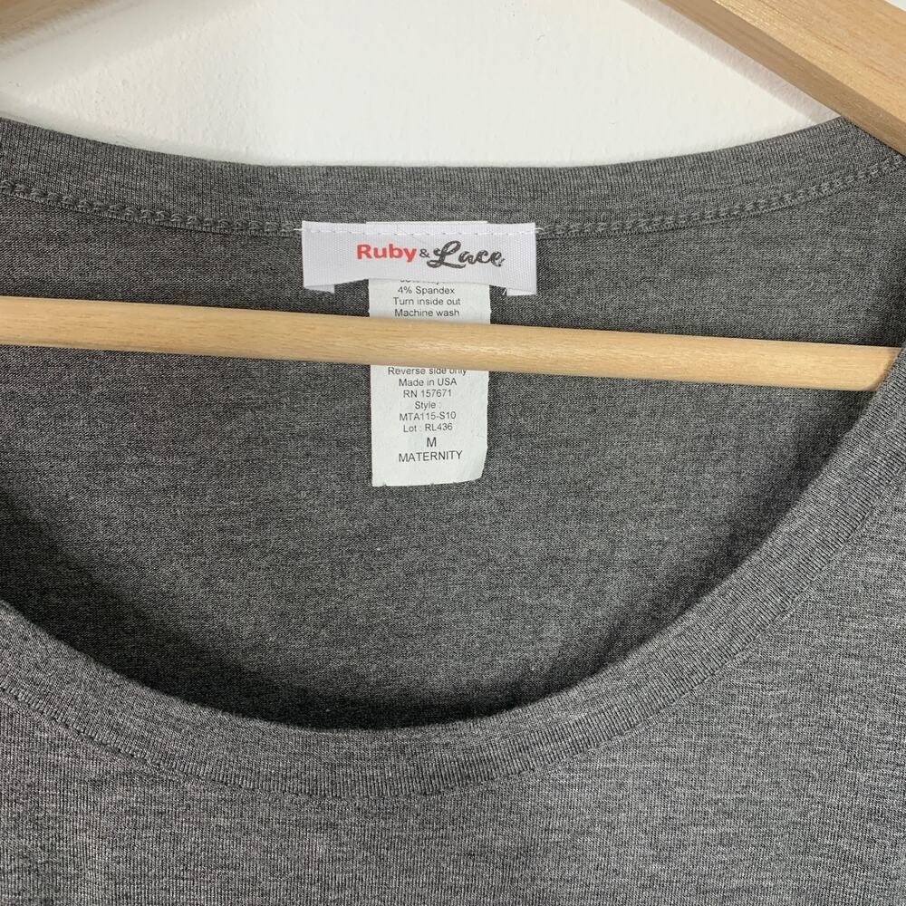 Maternity Top Short Sleeve Scoop Neck Dark Gray And Gold Medium Baby Motherhood - Picture 5 of 5